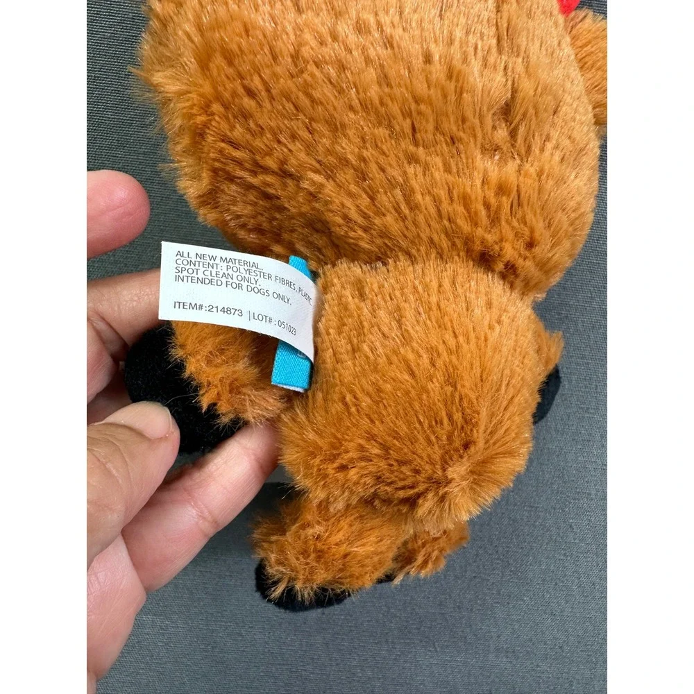 BarkBox Christmas Reindeer Dog Toy Plush Candy Cane Antlers Brown Squeaky 214873